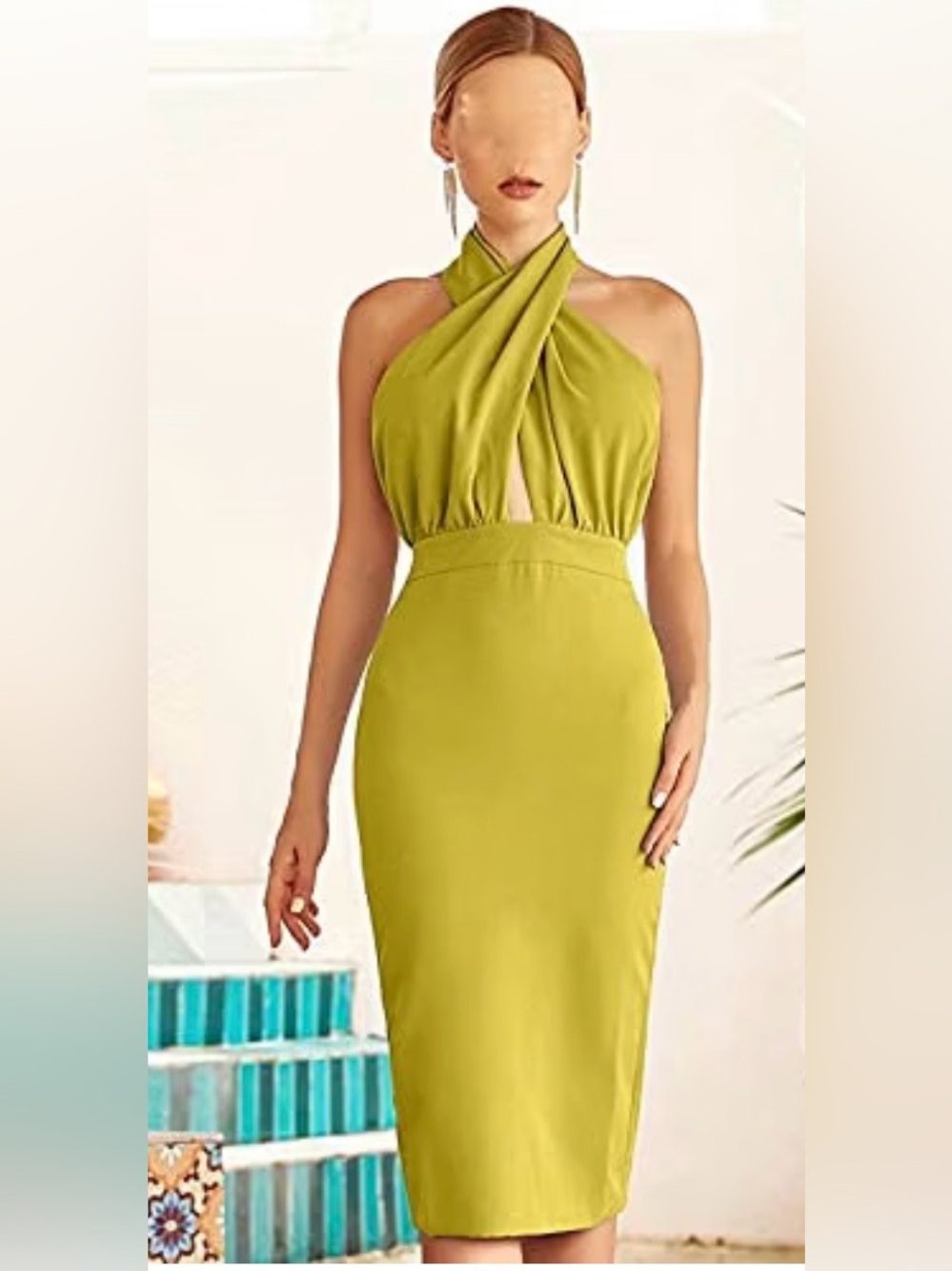 YXBDN Women's Dress Celebrity Backless Halter Hollow Out Sexy Sleeveless